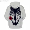 Herren Hoodies Sweatshirts 2021 Neuer Trend Wolf Übergroßer Hoodie Männer Frauen Mode Frühling Herbst Pullover Sweatshirts Sweat Homme Hoodies 3D Trainingsanzug Tops L230721