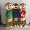 2018 Discount Factory Alvin and the Chipmunk Personnages Cartoon Mascot Costume Anime Christmas273a