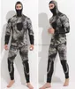 5mm CAMOUFLAGE SPEARISHING WETSUIT Long Sleeve 두 조각 후드 네오프렌 남성 따뜻한 수중 다이빙 서핑 스노클링복 스피어 낚시 러쉬 가드