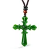 Certifierad 100% naturlig Hetian Afghan Jade Carved Cross Pendant Necklace Charm smycken smycken Amulet Lucky207T