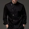 Camisa de manga comprida preta e branca el restaurante chef jaqueta uniforme culinário bistrô bar café hotelaria catering roupa de trabalho B741277R