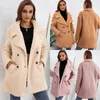 Women's Jackets 2023 Autumn And Winter Europe The United States Double-breasted Lamb Jacket Loose Lapel Plush Coat Outerwear Women Clothes