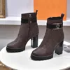 Designer Women Boots Fashion High Heels Martin Boots Real Leather Zipper Boot Box Size 35-42