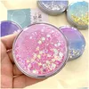 Miroirs Liquide Bling Glitter Quicksand Portable Miroir Pliant 5 Couleurs Double Face Pliable Poche Drop Delivery Home Garden Dhnov