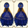 2022 Vintage Gold Ricamo Fiori Royal Blue Quinceanera Abiti da ballo Abito da ballo XV Charro messicano Festa da sera in raso Formale Sw252i