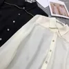 Women's Blouses Tops Fashion Designer 2023 Spring Summer Shirt Women Turn-down Collar Tweed Wool Patchwork Long Sleeve White Black