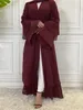 Ubranie etniczne Chaomeng Ramadan Chifon Open Abaya Dubai Turkey Kaftan muzułmanin dla kobiet Kimono