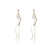 Boucles d'oreilles pendantes 2023 tendance perle vague longue gland pour les femmes cristal fleur personnalité mode fête mariage bijoux cadeaux