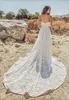 Calla Blanche Beach Wedding Dresses Sweetheart Lace Appliqued Sweep Train Boho Wedding Dress A Line Custom Made Vintage Bridal Gowns