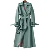 Kvinnors dike rockar Spring Autumn Fashion Belt Coat Women Double Breasted Mid Long Women Trench High Quality Coat Overcoat Windbreaker Female 230720