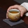 Tazze Piattini Contorno creativo fatto a mano in oro Master Water Cup Ceramica con smalto pigmentato Tazze da tè Retro bicchieri tradizionali cinesi