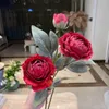 장식 꽃 시뮬레이션 유화 모란 3 유럽 복고풍 가정 장식 꽃 가짜 꽃 장식품
