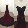 Burgundy Velvet Black Lace Mermaid Prom Dresses 2022 Strapless Modern Elegant Formal Evening Gowns Vestido De Novia Women Formal D315m