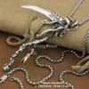 LINSION Huge 925 Sterling Silver Grim Reaper Skull Sickle Scythe Biker Pendant TA22 Stainless Steel Necklace 24 inches2903