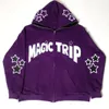 Herrtröjor tröjor Magic Trip Print Fashion Anime Hoodie Långärmad Zip Sweatshirt Streetwear Y2K Top Men and Women Jacket Halloween 230720