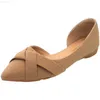 Sapatos sociais femininos rasos laterais vazios pontiagudos tamanho 33 34 44 45 46 cor sólida sapatos de salto baixo para senhoras nus rasos Zapatos Planos De Mujer L230721