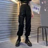 Pantalons pour femmes Capris Cargo Pants Femmes Mode Punk Jogger Pantalon Harajuku Streetwear Printemps Cheville-Longueur Hommes Noir Harem Pantalon Surdimensionné 230721