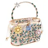 Evening Bags Luxury Wedding Clutch Purse Elegant Flower diamond Handbag for Women Bag Metal Hollow Party Bucket 230720