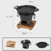 Portable cast iron charcoal bbq grill Korea style barbecue grills table top BBQ pot stove retro heating stove Aluminum pan wit299H