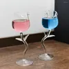 Wine Glasses Romantic Fancy Red Glass Cocktail Transparent Rose Shape Goblet Cup Champagne For Home Wedding Bar