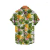 Men's Casual Shirts Man Oversized Beach Elegant Hawaiian Shirt Novelties Trend To Sell Pineapple Pattern Vintage Men Clothing Fashion