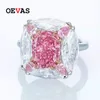 Wedding Rings OEVAS 100 925 Sterling Silver Pink High Carbon Diamond Radiant Cut For Women Sparkling Party Fine Jewelry Gift 230721