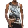 Herrtankstoppar Sommar djurmönster ärmlös 3D Top Holiday T-shirt Tiger Gym Boys 'Street Clothing Novelly