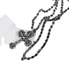 Tibetan Silver Flame Cross Pendant Fashion Punk Male and Female Letter Chain