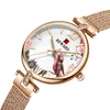 Motif imprimé unique REWARD Montre à quartz pour femme Glaring Montres Fleurs et oiseaux Cadran Womens Style INS Verre minéral brillant M241I