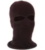 Ciclismo all'aperto Filato acrilico Maschera a pieno facciale Bicicletta Sci Bike Ride Mask Inverno caldo Cap Balaclava Hood Army Tactical CS 3 Hole cappelli lavorati a maglia sciarpa