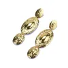 Stud 2023 ZA métal doré ovale forme balancent boucle d'oreille Vintage Punk indien déclaration longue goutte bijoux accessoires 230721