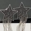 Star Tassel Dangle Earrings Clip Stainless Steal Trendy Fill Diamond Eardrops Stylish Eardrops Luxury Brand Party Headdress