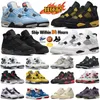 4 basketbalschoenen voor heren dames 4s Pine Green Military Black Cat University Blue Jumpman Bred Red Thunder Chicago heren sneakers dames trainers