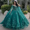 Dunkelgrünes Tüll-Quinceanera-Kleid, Ballkleid, Abschlussball, Geburtstag, Partykleid, Schnürung, Abschlusskleid, Vestidos de Quinceanera288K