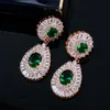 Charm Multicolor Drop Earring Designer for Woman Party Green Red AAA Cubic Zirconia South American Copper Long Womens Diamond Wed Engagement Earrings Jewelry Gift