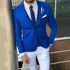 Schlanke königsblaue Herrenanzüge für Hochzeit, Anzüge, Blazer, weißes Kostüm, Bräutigam, Smoking, 3-teilig, neueste Mantel- und Hosen-Designs, Terno M311r