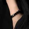 Trendy Protection Stone Cubic Black Obsidian Bracelet With Handcrafted Antique Copper Accessories Jewelry For Men And Women Beaded1713