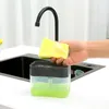 Liquid Soap Dispenser 2 In1 Pump ABS Kitchen Sponge Holder Press Countertop Rack Organizer Cleaner Tool