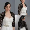 Шикарная черная свадебная свадебная свадьба Bolero Joute Cap Wrap The Chiprage Cheap Long Elive Front Open Lace Applique Sheer Jacket для свадебной невесты C261F