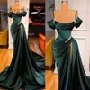 Elegant mörkgrön sjöjungfru aftonklänningar Fantastisk off-the-shoulder sjöjungfru prom klänning rufsar med hög delad lång vestidos de f227e