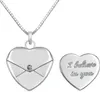 Pendant Necklaces Envelope Necklace Stainless Steel Engrave Customized Letter Heart Necklacce Confession Love You For Valentine Day Mother