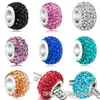 50 pcs lot 10mm 12mm White mixed color Rhinestone Silver Plated resin Core Big Hole Crystal European Beads Loose Beads Bracelets234m