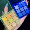 Blue Yellow 9 Colors Makeup Eyeshadow Pallete Blue Eyeshadow Palette Shimmer Glitter Matte Eye Shadow Shades Neon Pigments