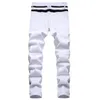 Jeans da uomo Punk Uomo Zipper Hip Hop Slim Fit White Bike Elastic Split Denim Pantaloni Cotton Fashion Casual Jogging Abbigliamento maschile 230721