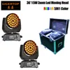 Testa mobile a LED 36X15W Beam Wash Zoom Moving Head Light RGBWA 5IN1 Pack 2in1 Flight case Road case Rack case Cina flight case 22476