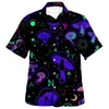 Men's Casual Shirts Colorful Mushroom 3d Print Women's Vocation Blouse Lapel Shirt Cuba Camisas Japanese