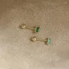 Boucles d'oreilles en or fin/2023 boucles d'oreilles arrivées Test mode vert Zircon Cube 9k or pur vis arrière pour les femmes