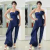 Moda blu royal tailleur pantalone abiti da ballo senza spalline con gonna oversize abiti da sera vestidos de fiesta organza party cocktail dress2844