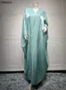 Ethnic Clothing Muslim Abaya Dress Dubai Silk Satin Solid Batwing Sleeve Moroccan Kaftan Casual Loose Open Abaya Kimono Turkish Islamic Clothing 230720