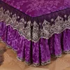 Saia de Cama Roupa de Cama de Alta Qualidade Fronhas de Almofadas Roxo Veludo Grosso Quente Renda Princesa Colcha Lençóis Capa De Colchão King Queen 230720